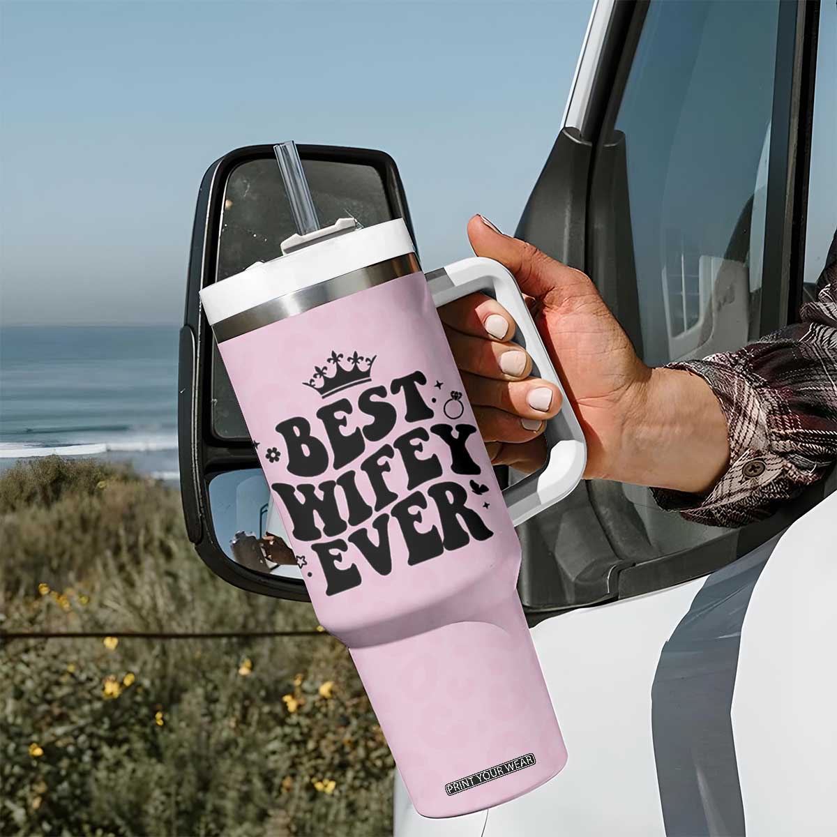 Gifts For Wife from Husband Tumbler With Handle Best Wifey Ever Bride Bachelorette Wedding Gifts TB10 Print Your Wear