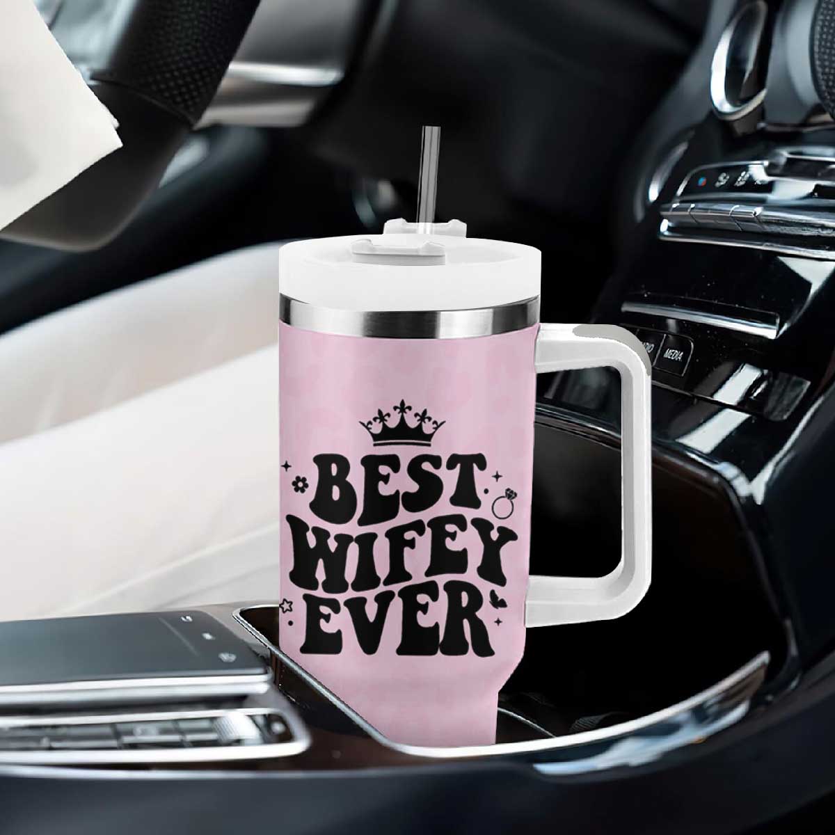 Gifts For Wife from Husband Tumbler With Handle Best Wifey Ever Bride Bachelorette Wedding Gifts TB10 Print Your Wear