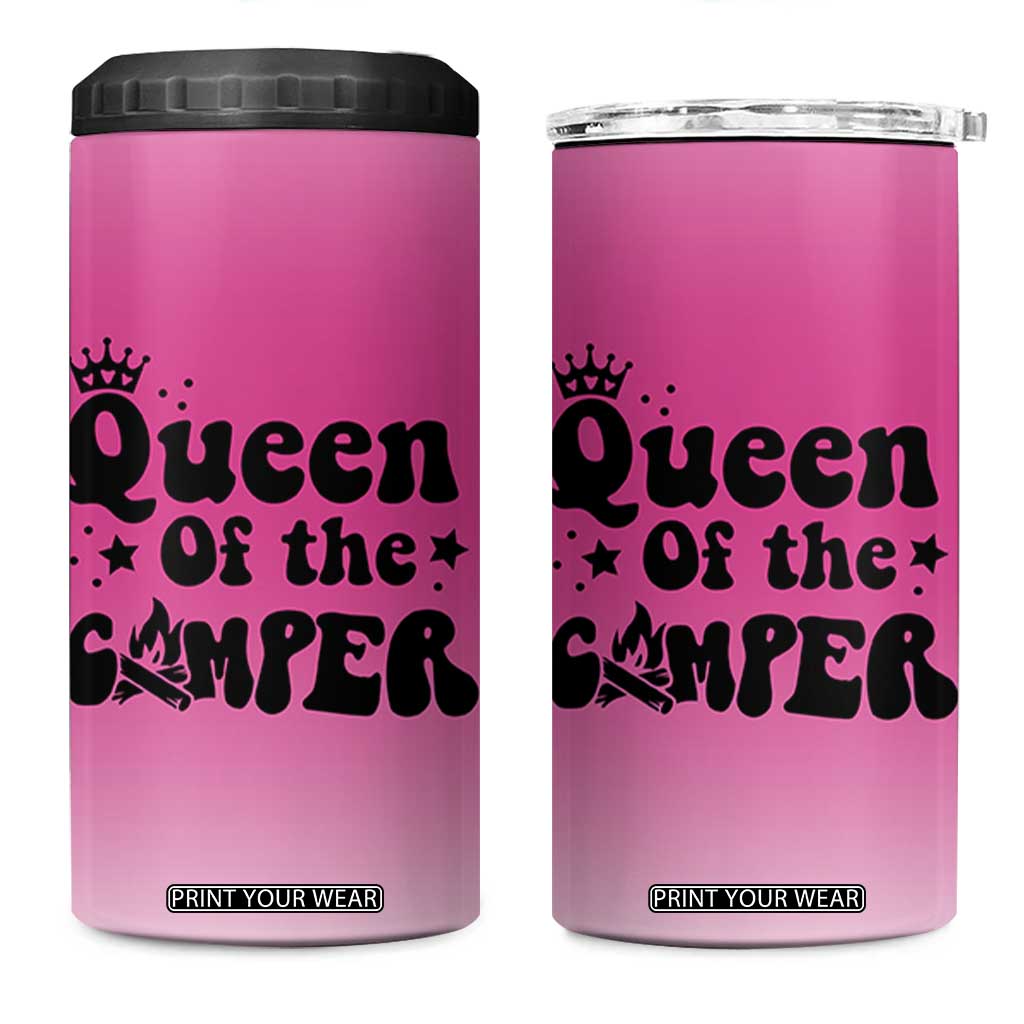 Queen Of The Camper 4 in 1 Can Cooler Tumbler RV Camping Camper Life TB10 One Size: 16 oz Pink Print Your Wear