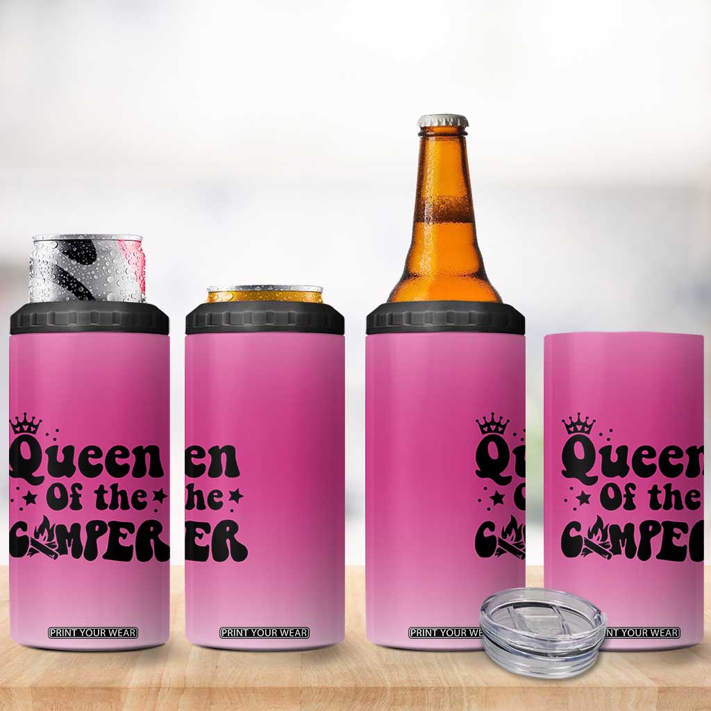 Queen Of The Camper 4 in 1 Can Cooler Tumbler RV Camping Camper Life TB10 Print Your Wear