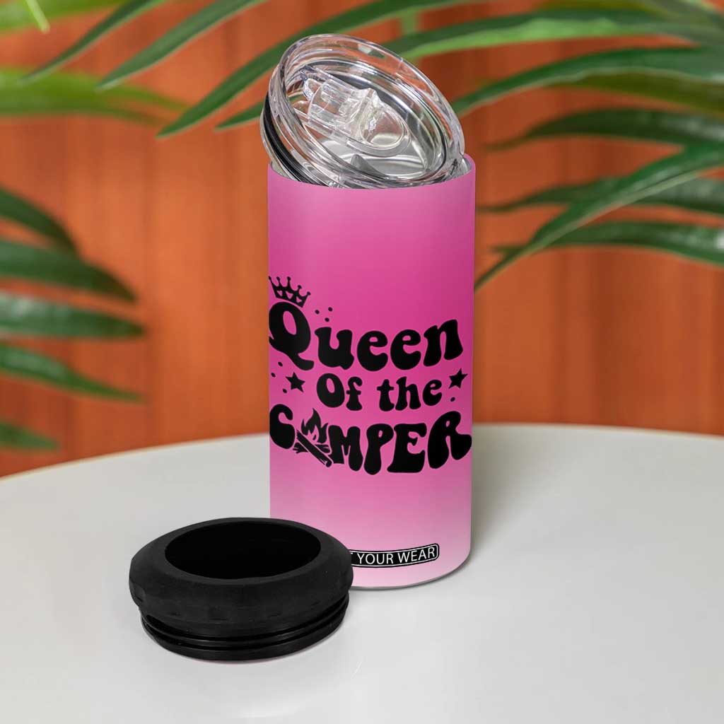 Queen Of The Camper 4 in 1 Can Cooler Tumbler RV Camping Camper Life TB10 Print Your Wear