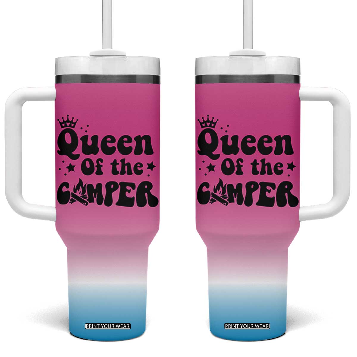 Queen Of The Camper Tumbler With Handle RV Camping Camper Life TB10 One Size: 40 oz Pink Print Your Wear