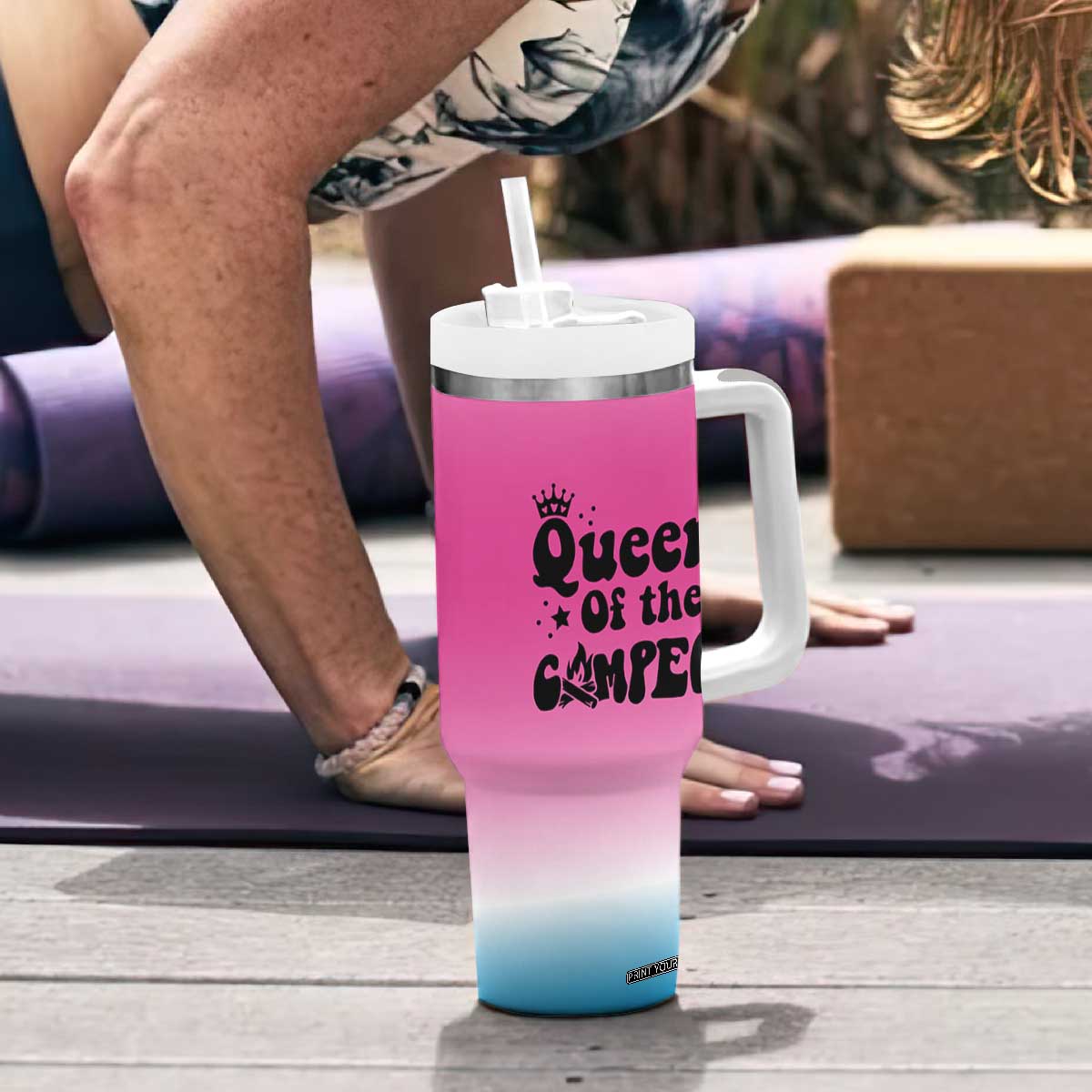 Queen Of The Camper Tumbler With Handle RV Camping Camper Life TB10 Print Your Wear