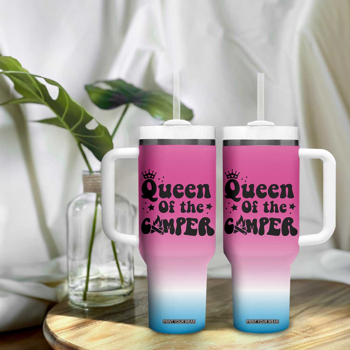 Queen Of The Camper Tumbler With Handle RV Camping Camper Life TB10 Print Your Wear