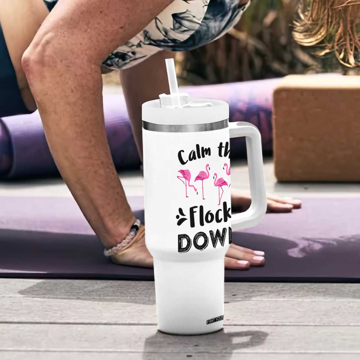 Gifts For Flamingo Lover Tumbler With Handle Cute Animal Lover Gifts For Her TB10 Print Your Wear