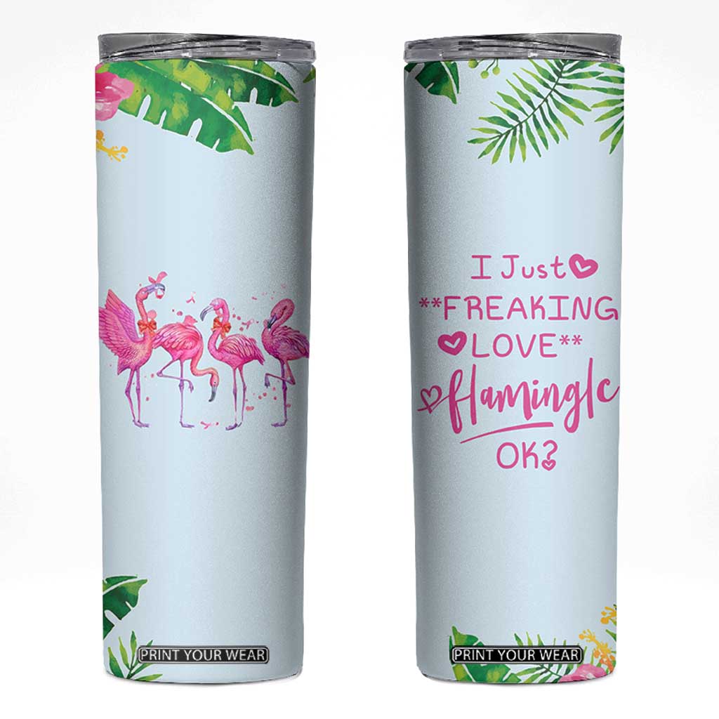 Flamingo Lover Gifts Skinny Tumbler Cute Flamingo Gifts For Women Who Loves Flamingos TB10 Blue Print Your Wear