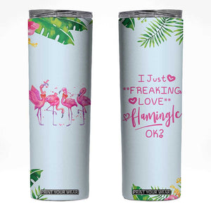 Flamingo Lover Gifts Skinny Tumbler Cute Flamingo Gifts For Women Who Loves Flamingos TB10 Blue Print Your Wear