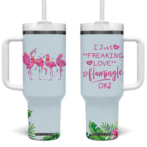 Flamingo Lover Gifts Tumbler With Handle Cute Flamingo Gifts For Women Who Loves Flamingos TB10 One Size: 40 oz Blue Print Your Wear