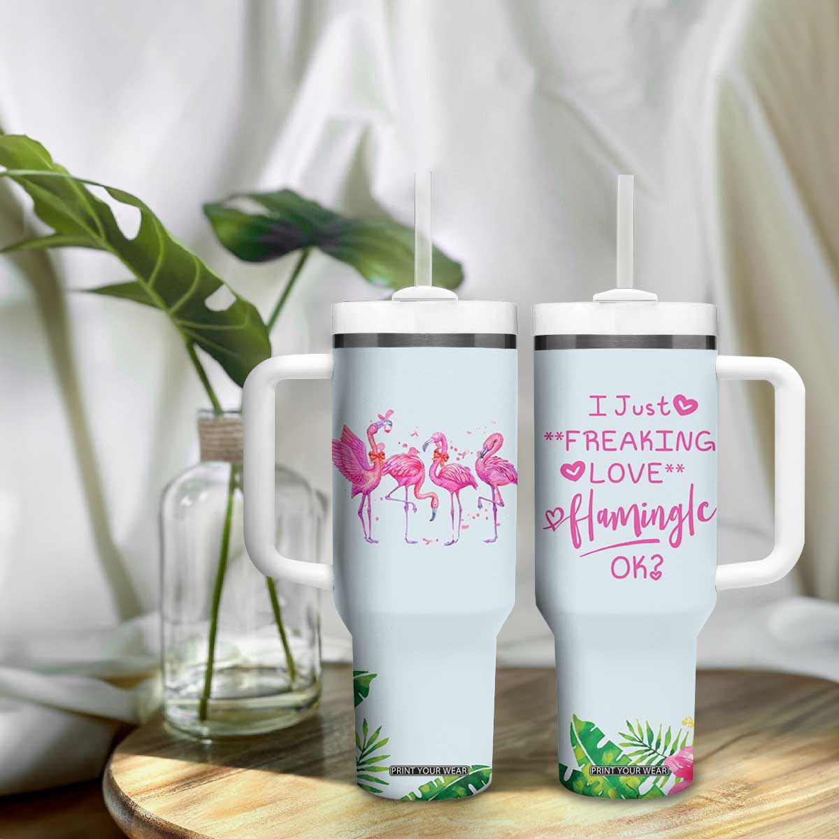 Flamingo Lover Gifts Tumbler With Handle Cute Flamingo Gifts For Women Who Loves Flamingos TB10 Print Your Wear