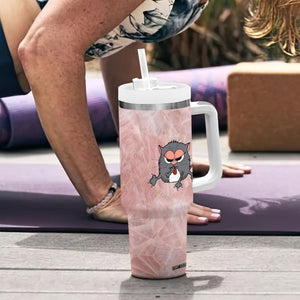 Funny Cat Tumbler With Handle Shhh Don't Speak Hold on Ok I'm Listening Cat Lover Gifts TB10 Print Your Wear