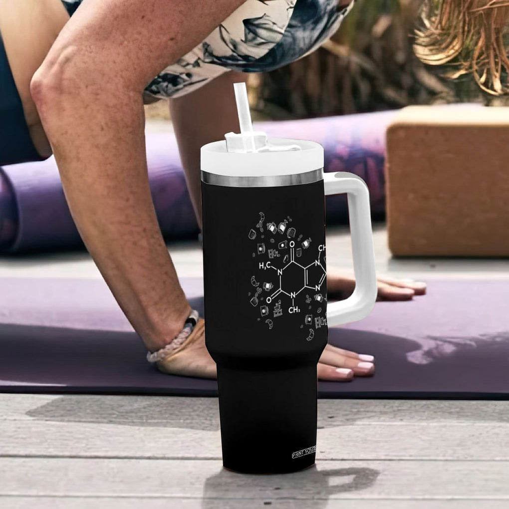Funny Coffee Lover Tumbler With Handle My Emotional Support Is Caffeine Addicted TB10 Print Your Wear