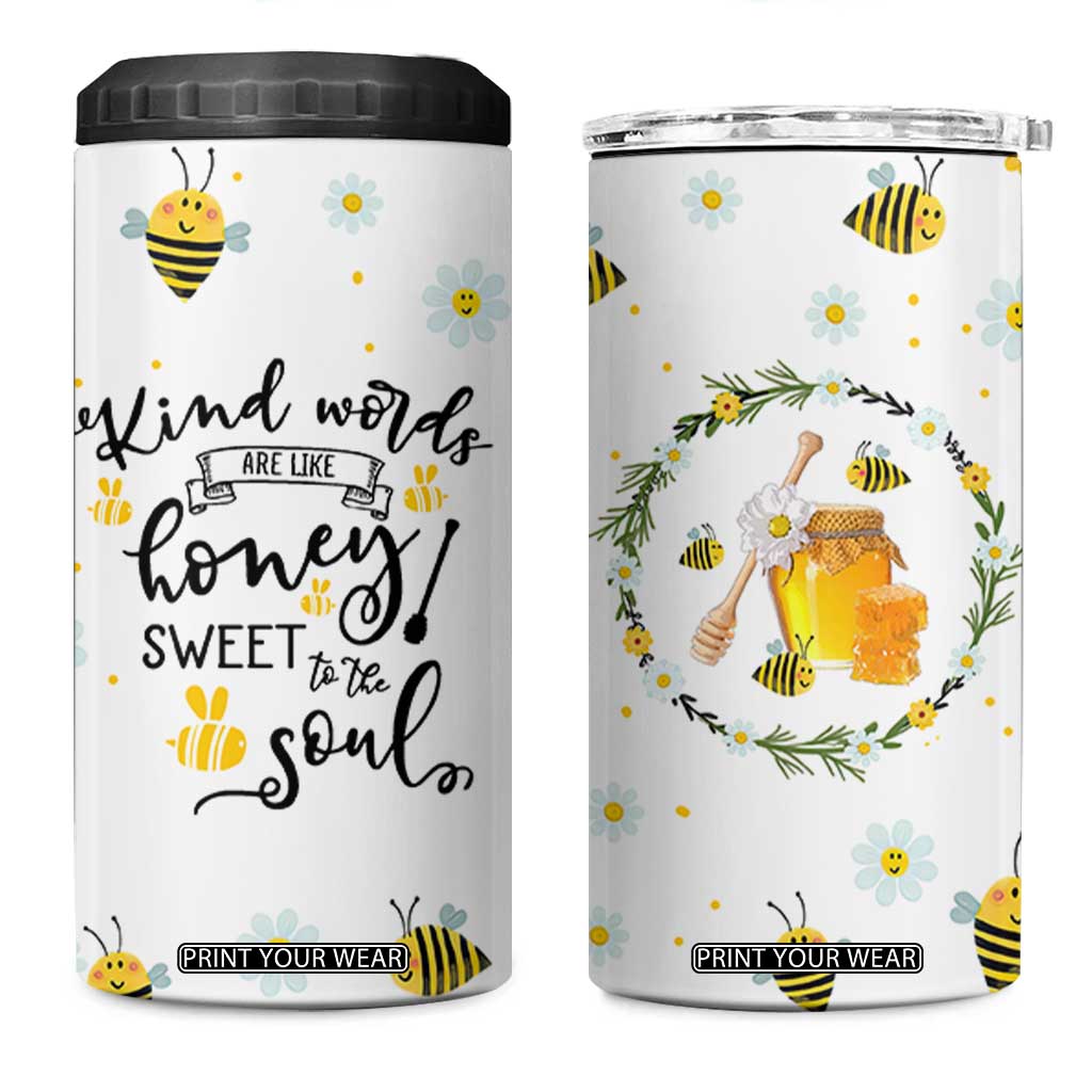 Christian Gifts For Women 4 in 1 Can Cooler Tumbler Kind Words are Like Honey Inspirational Bible Verse TB10 One Size: 16 oz White Print Your Wear