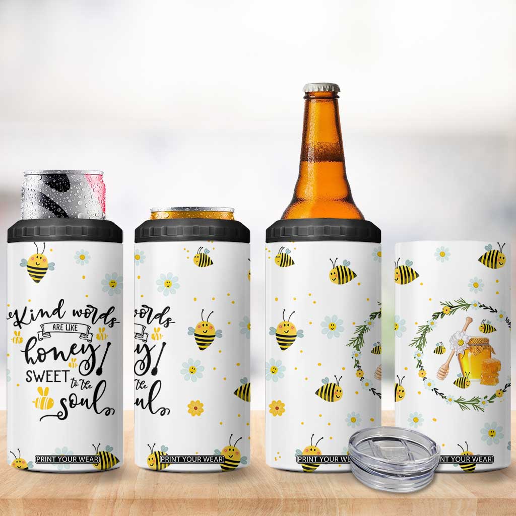 Christian Gifts For Women 4 in 1 Can Cooler Tumbler Kind Words are Like Honey Inspirational Bible Verse TB10 Print Your Wear