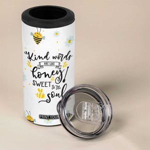 Christian Gifts For Women 4 in 1 Can Cooler Tumbler Kind Words are Like Honey Inspirational Bible Verse TB10 Print Your Wear