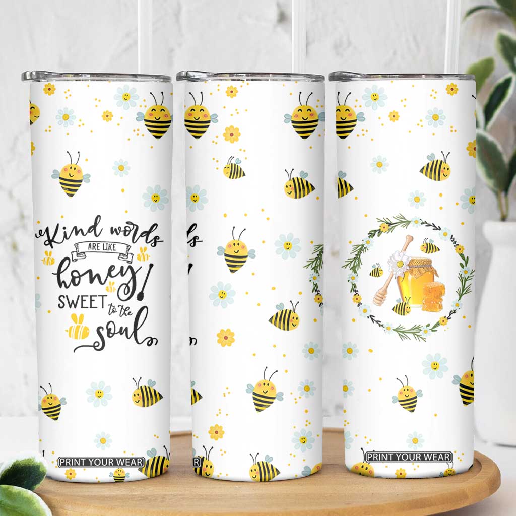 Christian Gifts For Women Skinny Tumbler Kind Words are Like Honey Inspirational Bible Verse TB10 Print Your Wear