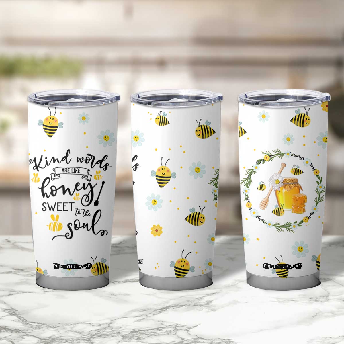 Christian Gifts For Women Tumbler Cup Kind Words are Like Honey Inspirational Bible Verse TB10 Print Your Wear
