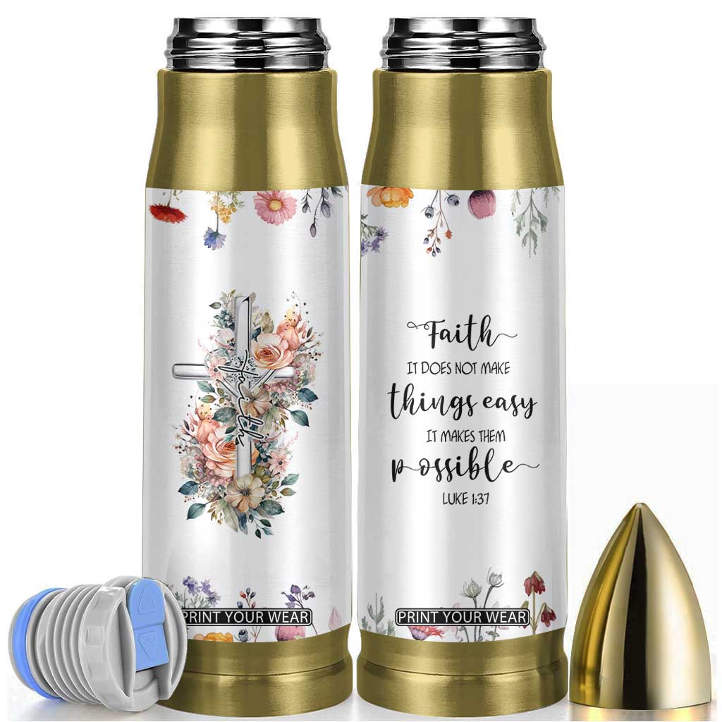 Christian Gifts for Women Faith Bullet Tumbler Encouragement Inspirational Flower Mothers Day Bible Gift TB10 White Print Your Wear