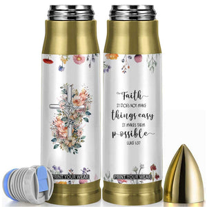 Christian Gifts for Women Faith Bullet Tumbler Encouragement Inspirational Flower Mothers Day Bible Gift TB10 White Print Your Wear