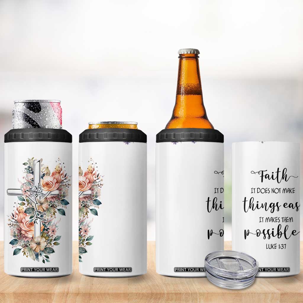 Christian Gifts for Women Faith 4 in 1 Can Cooler Tumbler Encouragement Inspirational Flower Mothers Day Bible Gift TB10 Print Your Wear