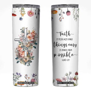 Christian Gifts for Women Faith Skinny Tumbler Encouragement Inspirational Flower Mothers Day Bible Gift TB10 White Print Your Wear