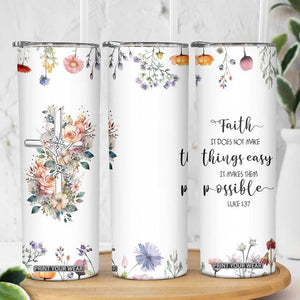 Christian Gifts for Women Faith Skinny Tumbler Encouragement Inspirational Flower Mothers Day Bible Gift TB10 Print Your Wear