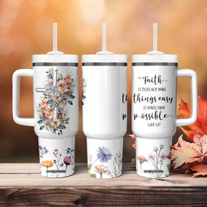 Christian Gifts for Women Faith Tumbler With Handle Encouragement Inspirational Flower Mothers Day Bible Gift TB10 Print Your Wear
