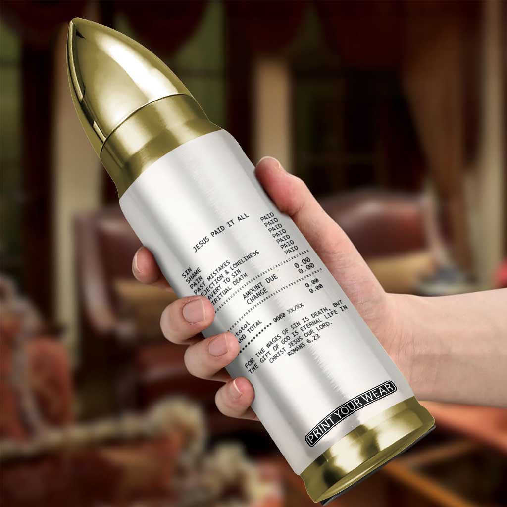Christian Inspirational Bullet Tumbler Bible Verses Christian Gift Jesus Paid It All TB10 Print Your Wear