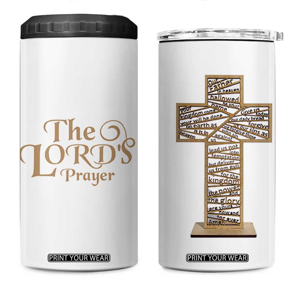 Christian Inspirational 4 in 1 Can Cooler Tumbler The Lords Prayer Bible Verses Christian Gift TB10 One Size: 16 oz White Print Your Wear