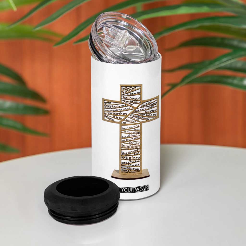 Christian Inspirational 4 in 1 Can Cooler Tumbler The Lords Prayer Bible Verses Christian Gift TB10 Print Your Wear