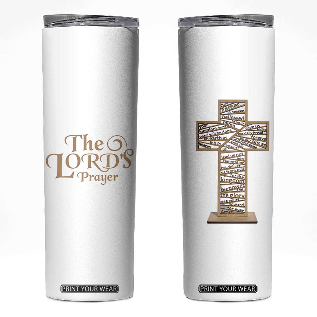 Christian Inspirational Skinny Tumbler The Lords Prayer Bible Verses Christian Gift TB10 White Print Your Wear