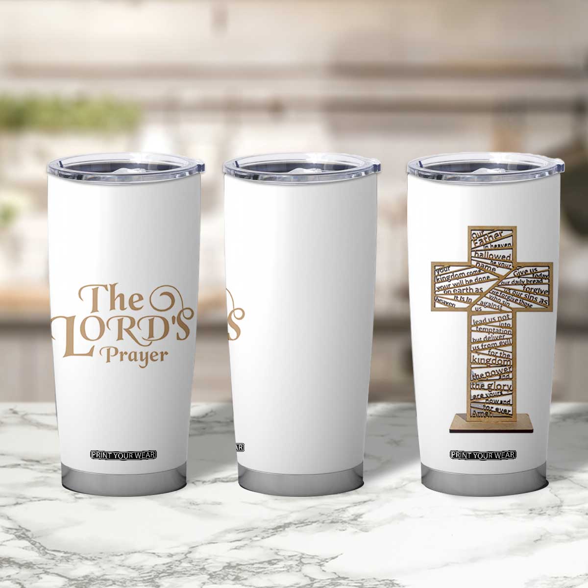 Christian Inspirational Tumbler Cup The Lords Prayer Bible Verses Christian Gift TB10 Print Your Wear