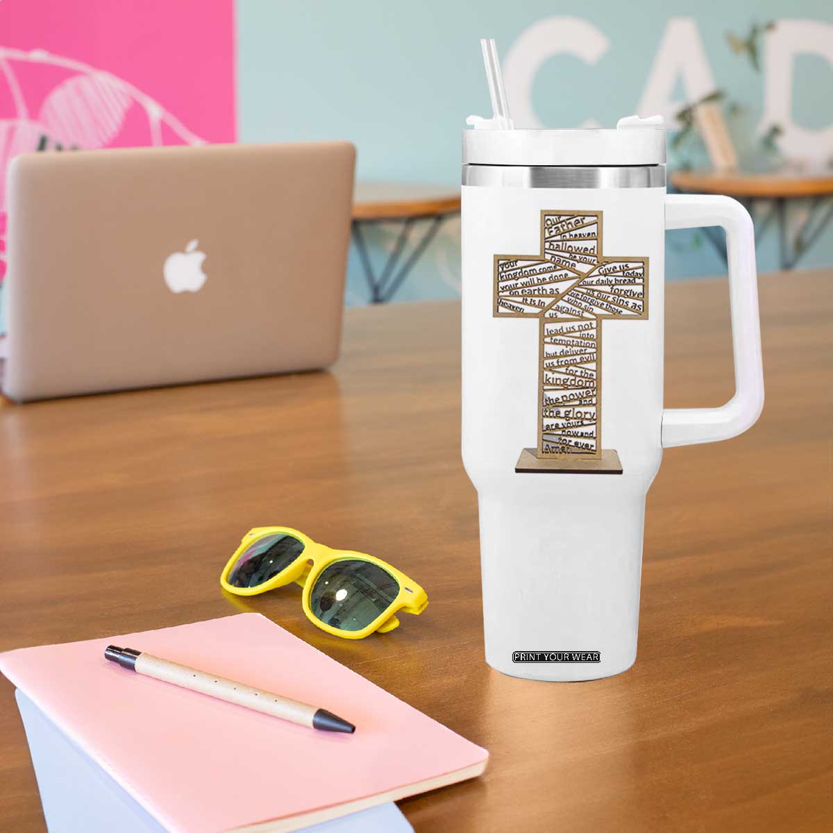 Christian Inspirational Tumbler With Handle The Lords Prayer Bible Verses Christian Gift