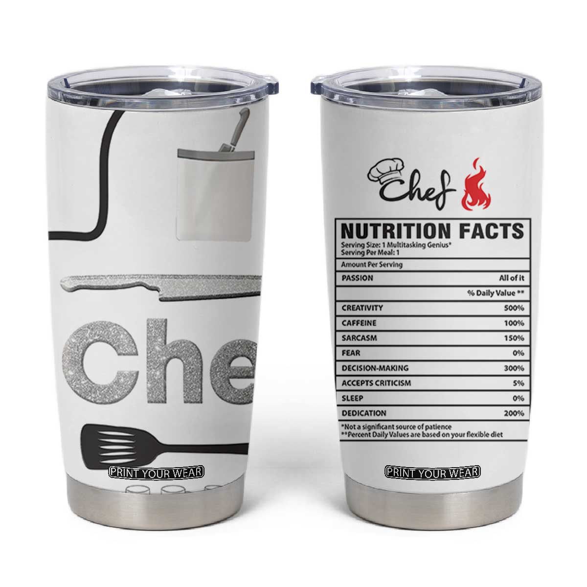 Chef Gifts Tumbler Cup Gifts For Cooking Lovers Bakers Culinary Students TB10 White Print Your Wear
