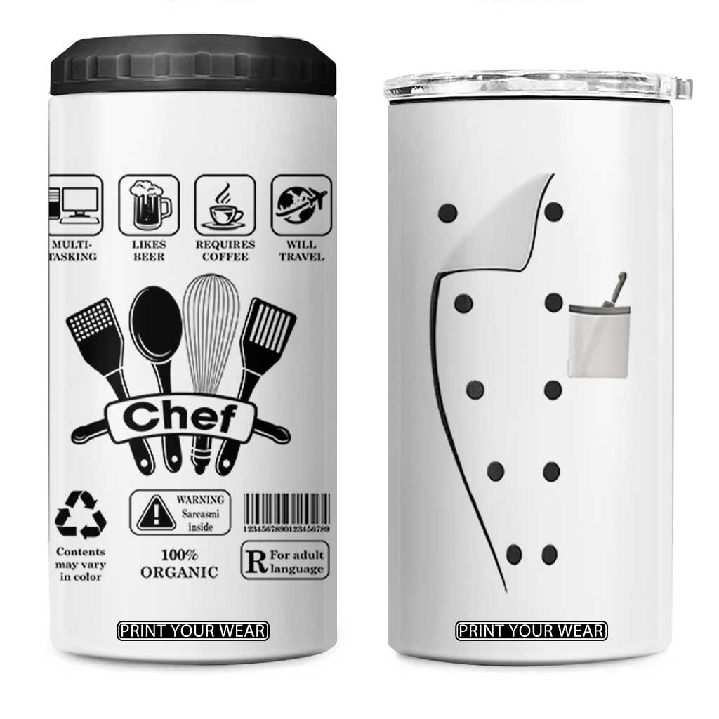 Chef Gifts 4 in 1 Can Cooler Tumbler Gifts For Cooking Lovers Culinary Students TB10 One Size: 16 oz White Print Your Wear
