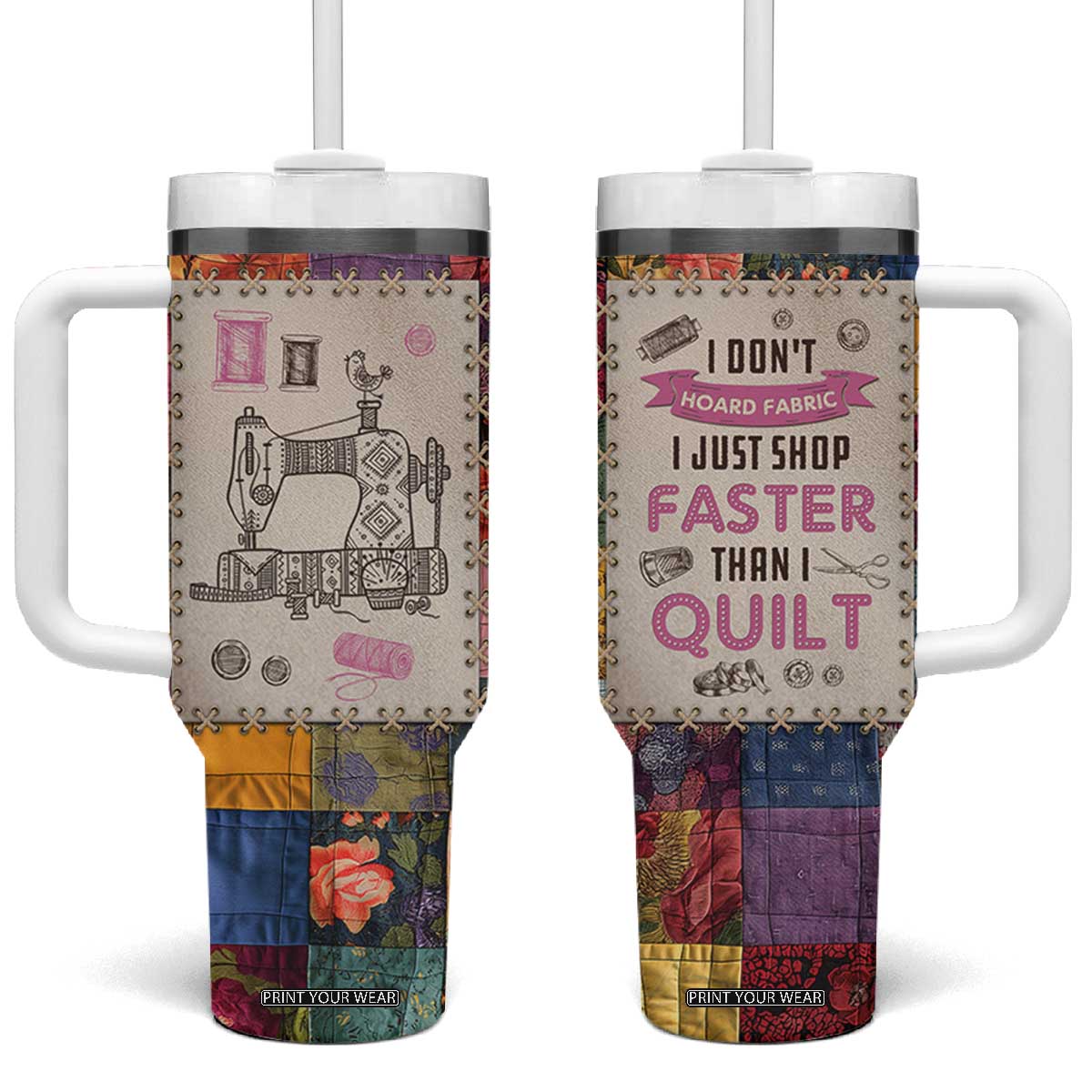 Sewing Gifts For Women Tumbler With Handle Quilt Quilting Lovers Tailors Crafters Inspiration Gift TB10 One Size: 40 oz Multicolor Print Your Wear