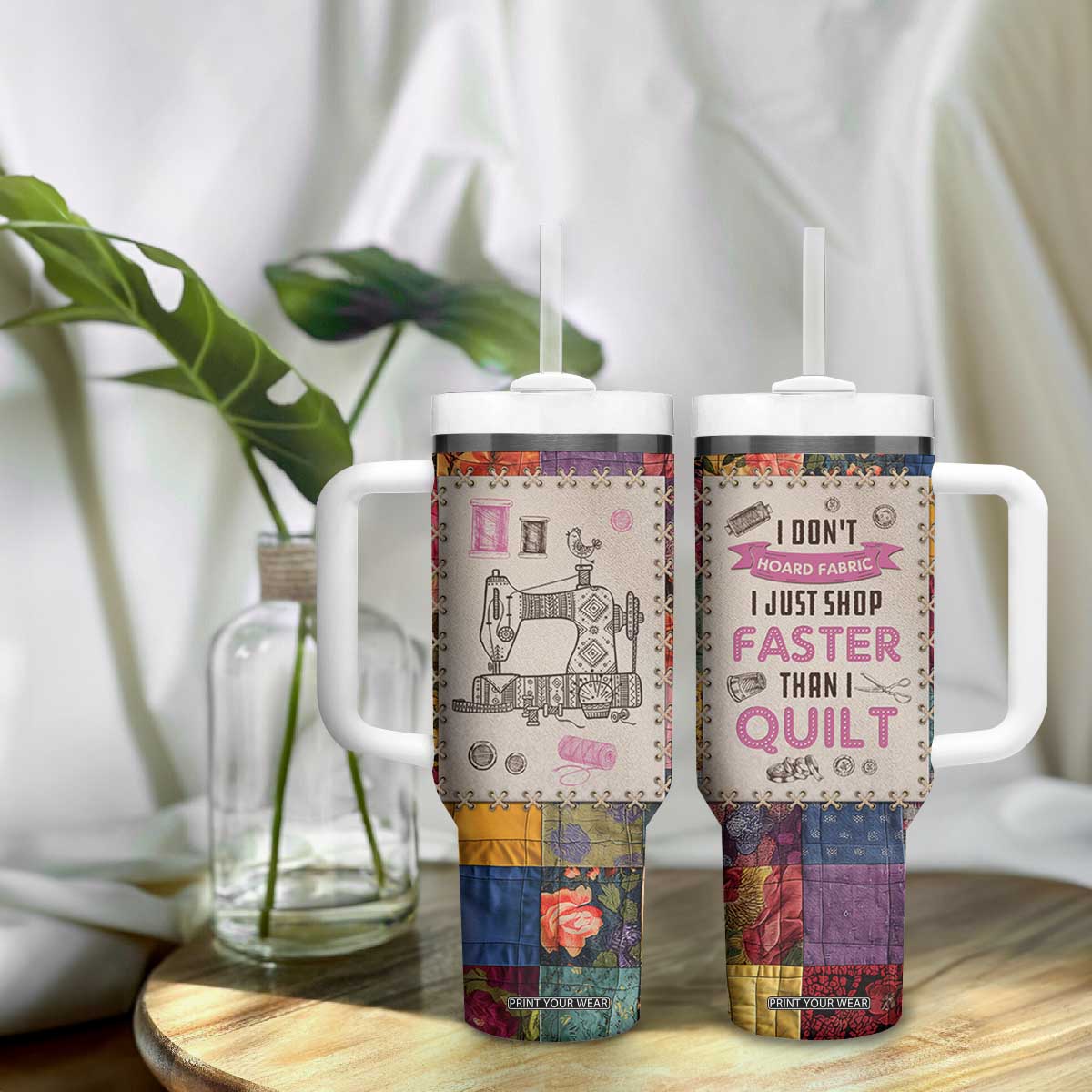 Sewing Gifts For Women Tumbler With Handle Quilt Quilting Lovers Tailors Crafters Inspiration Gift TB10 Print Your Wear