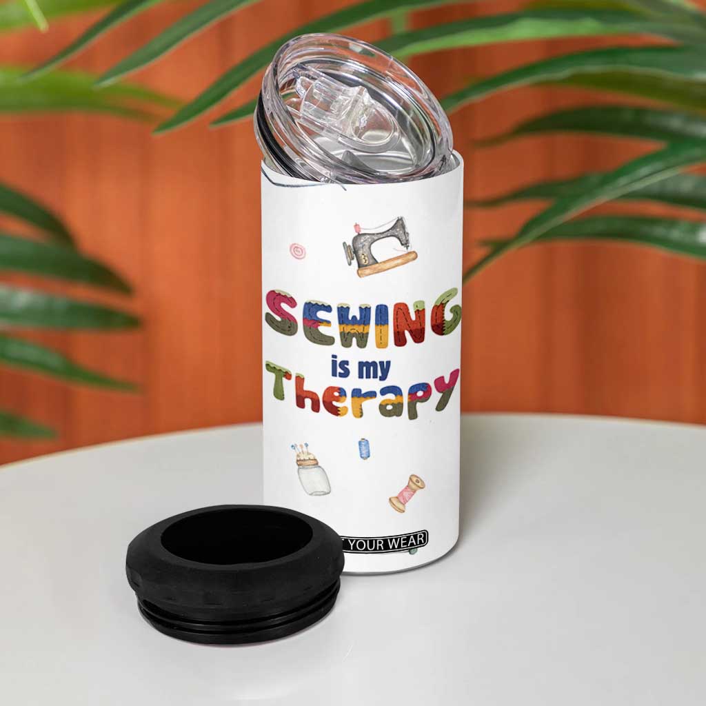 Sewing Gifts For Women 4 in 1 Can Cooler Tumbler Sewing Is My Therapy Quilting Lovers Tailors Crafters TB10 Print Your Wear