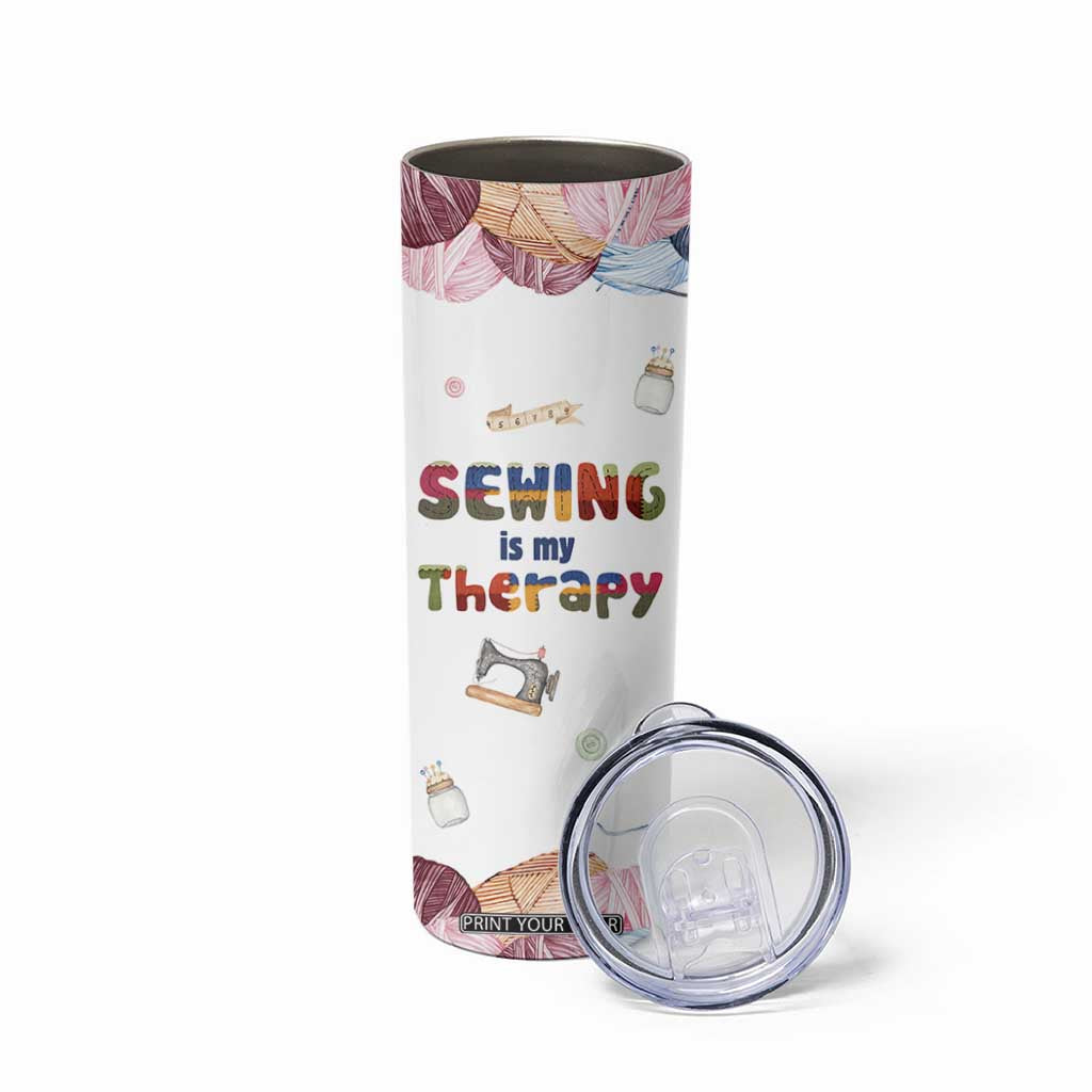 Sewing Gifts For Women Skinny Tumbler Sewing Is My Therapy Quilting Lovers Tailors Crafters TB10 Print Your Wear