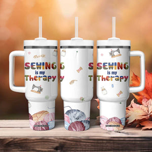 Sewing Gifts For Women Tumbler With Handle Sewing Is My Therapy Quilting Lovers Tailors Crafters TB10 Print Your Wear
