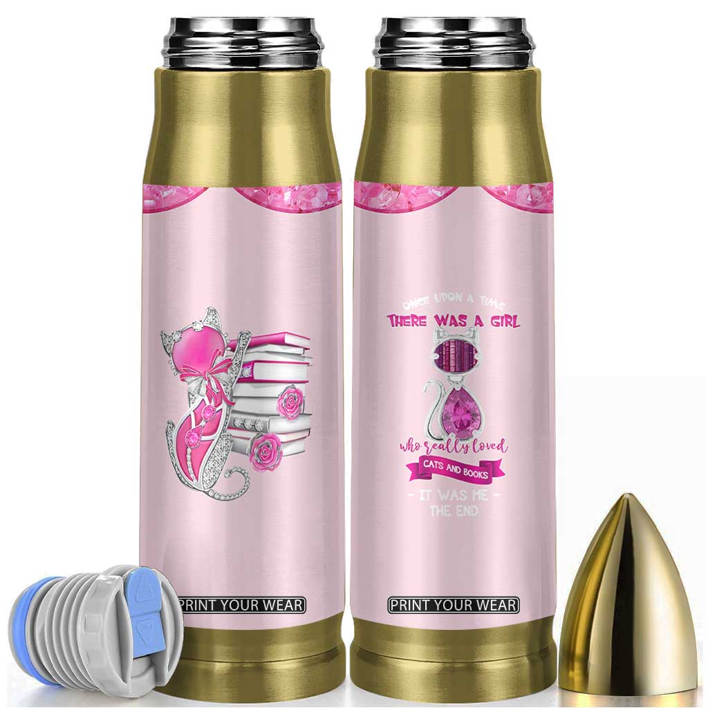 Cat Book Lovers Gifts Bullet Tumbler Cute Bookish Present Book Club Gifts TB10 Pink Print Your Wear