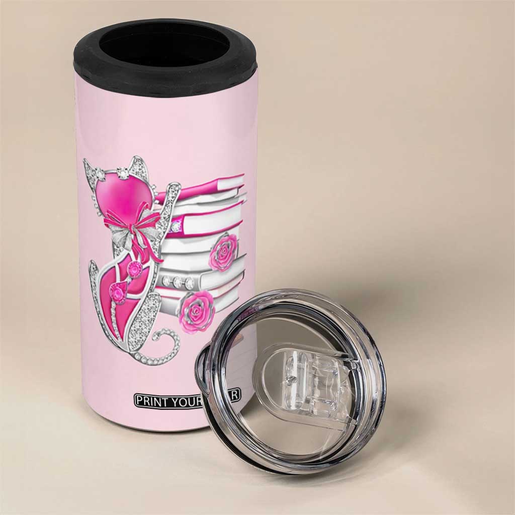 Cat Book Lovers Gifts 4 in 1 Can Cooler Tumbler Cute Bookish Present Book Club Gifts TB10 Print Your Wear