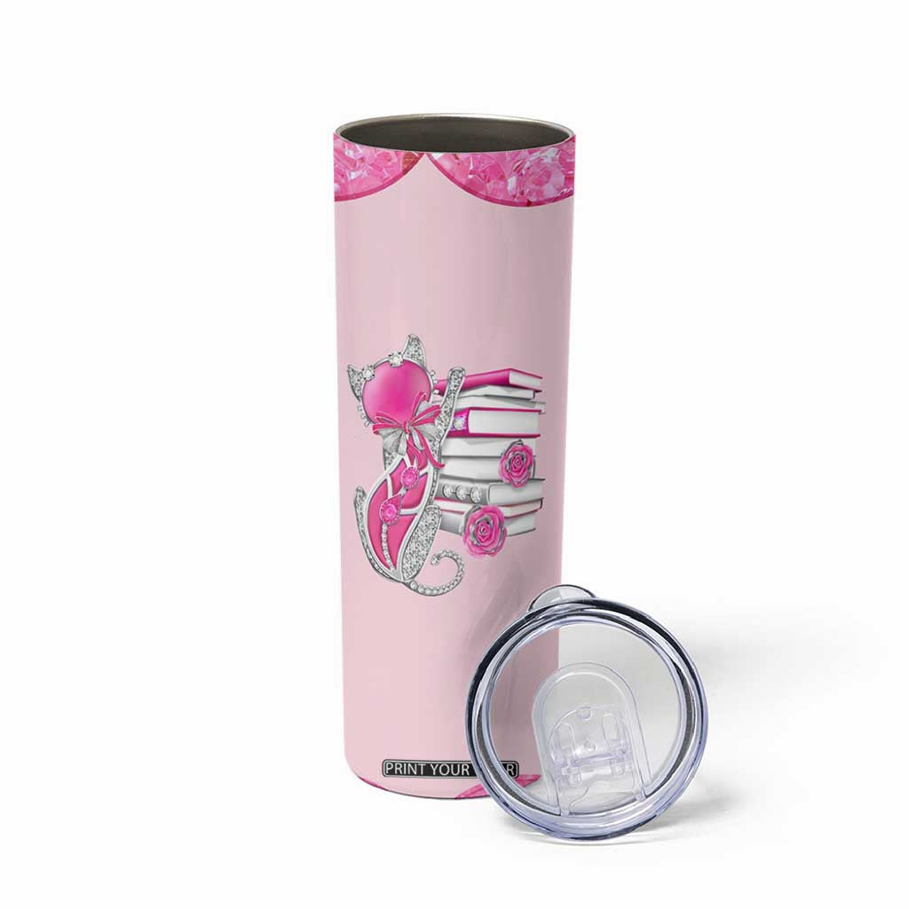 Cat Book Lovers Gifts Skinny Tumbler Cute Bookish Present Book Club Gifts TB10 Print Your Wear