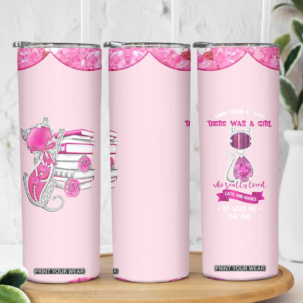 Cat Book Lovers Gifts Skinny Tumbler Cute Bookish Present Book Club Gifts TB10 Print Your Wear