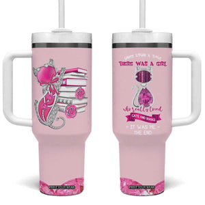Cat Book Lovers Gifts Tumbler With Handle Cute Bookish Present Book Club Gifts TB10 One Size: 40 oz Pink Print Your Wear