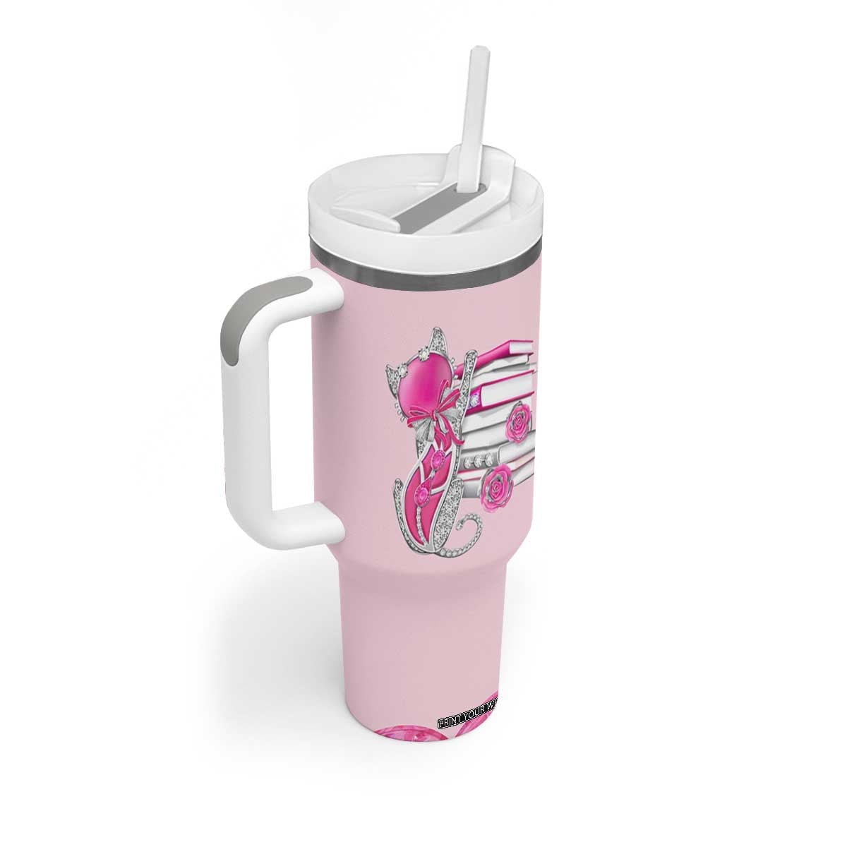Cat Book Lovers Gifts Tumbler With Handle Cute Bookish Present Book Club Gifts TB10 Print Your Wear