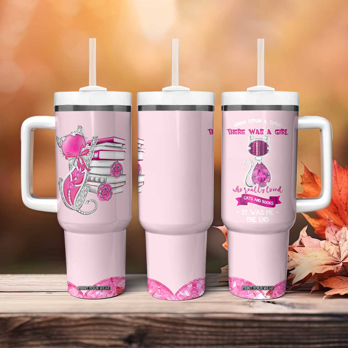 Cat Book Lovers Gifts Tumbler With Handle Cute Bookish Present Book Club Gifts TB10 Print Your Wear
