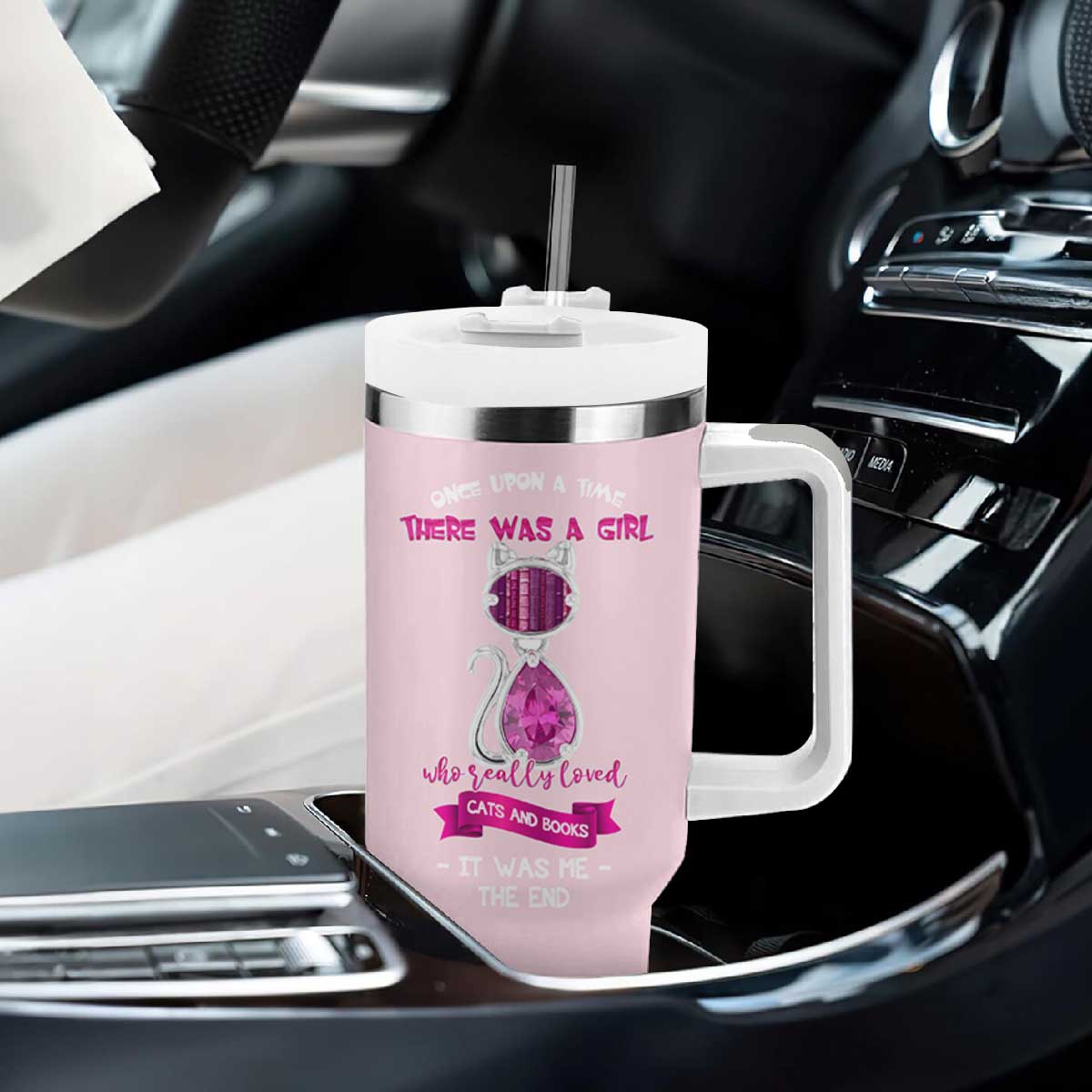 Cat Book Lovers Gifts Tumbler With Handle Cute Bookish Present Book Club Gifts TB10 Print Your Wear