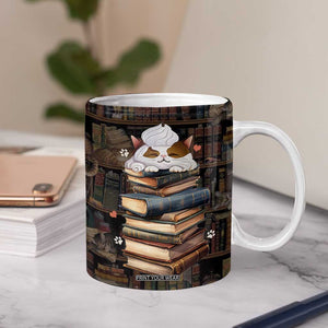 Cat Bookish Coffee Mug Just A Girl Who Loves Cats And Books Library Cat TB10 Print Your Wear