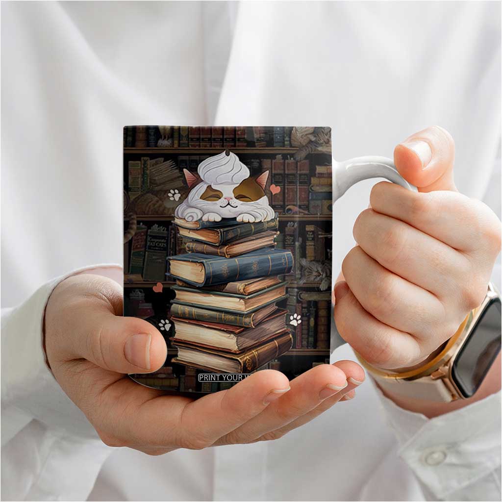 Cat Bookish Coffee Mug Just A Girl Who Loves Cats And Books Library Cat TB10 Print Your Wear