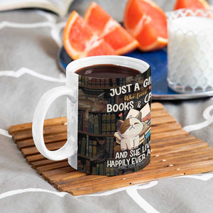 Cat Bookish Coffee Mug Just A Girl Who Loves Cats And Books Library Cat TB10 Print Your Wear